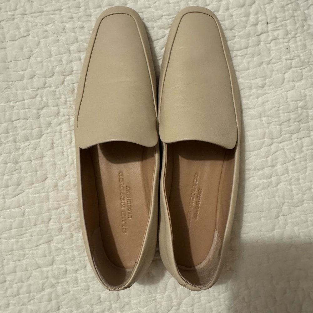 Club Monaco Cream Leather Loafers Flats